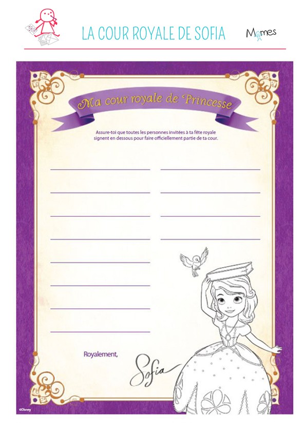 Carte invitation anniversaire princesse sophia