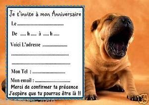 Carte d'invitation anniversaire gratuite à imprimer chien