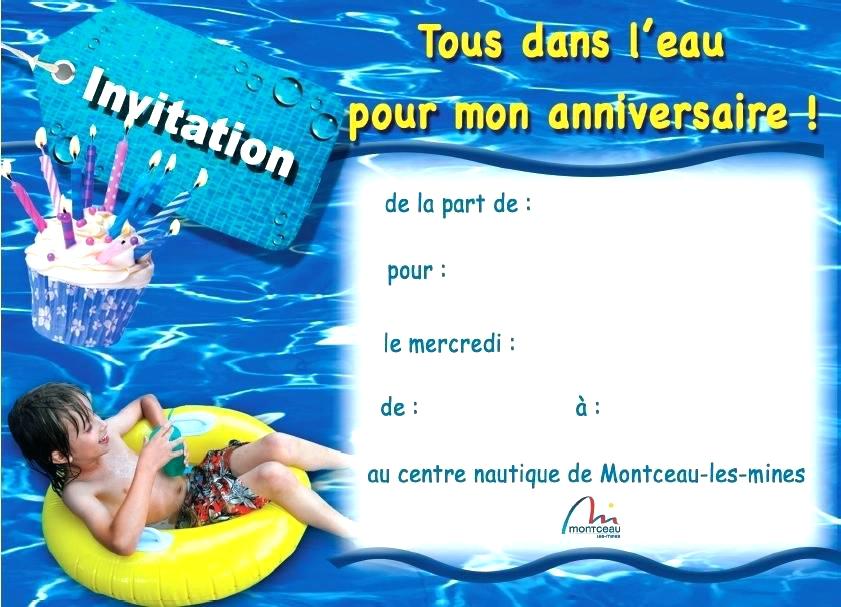 Carte invitation anniversaire a imprimer piscine
