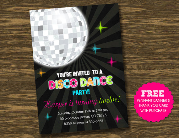 Carte d invitation anniversaire disco gratuite à imprimer