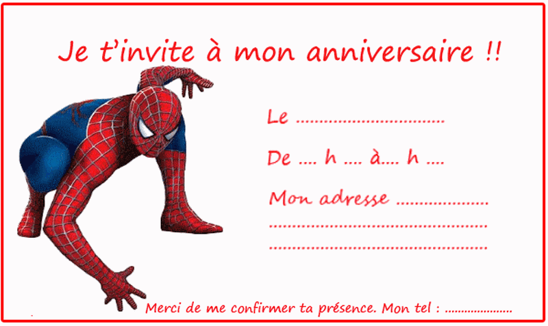 Carte joyeux anniversaire spiderman a imprimer gratuit
