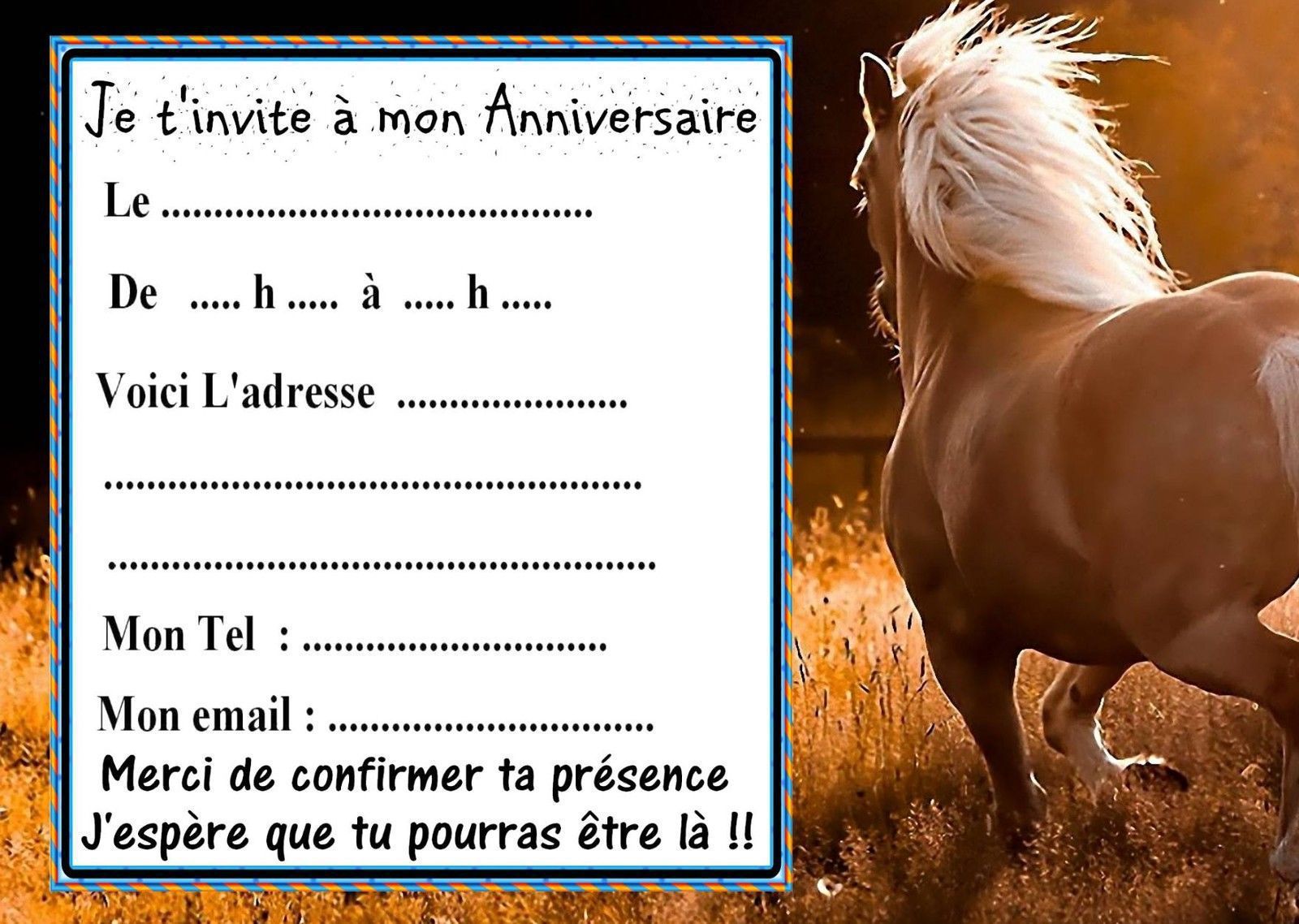 Carte d'invitation anniversaire gratuite à imprimer animaux