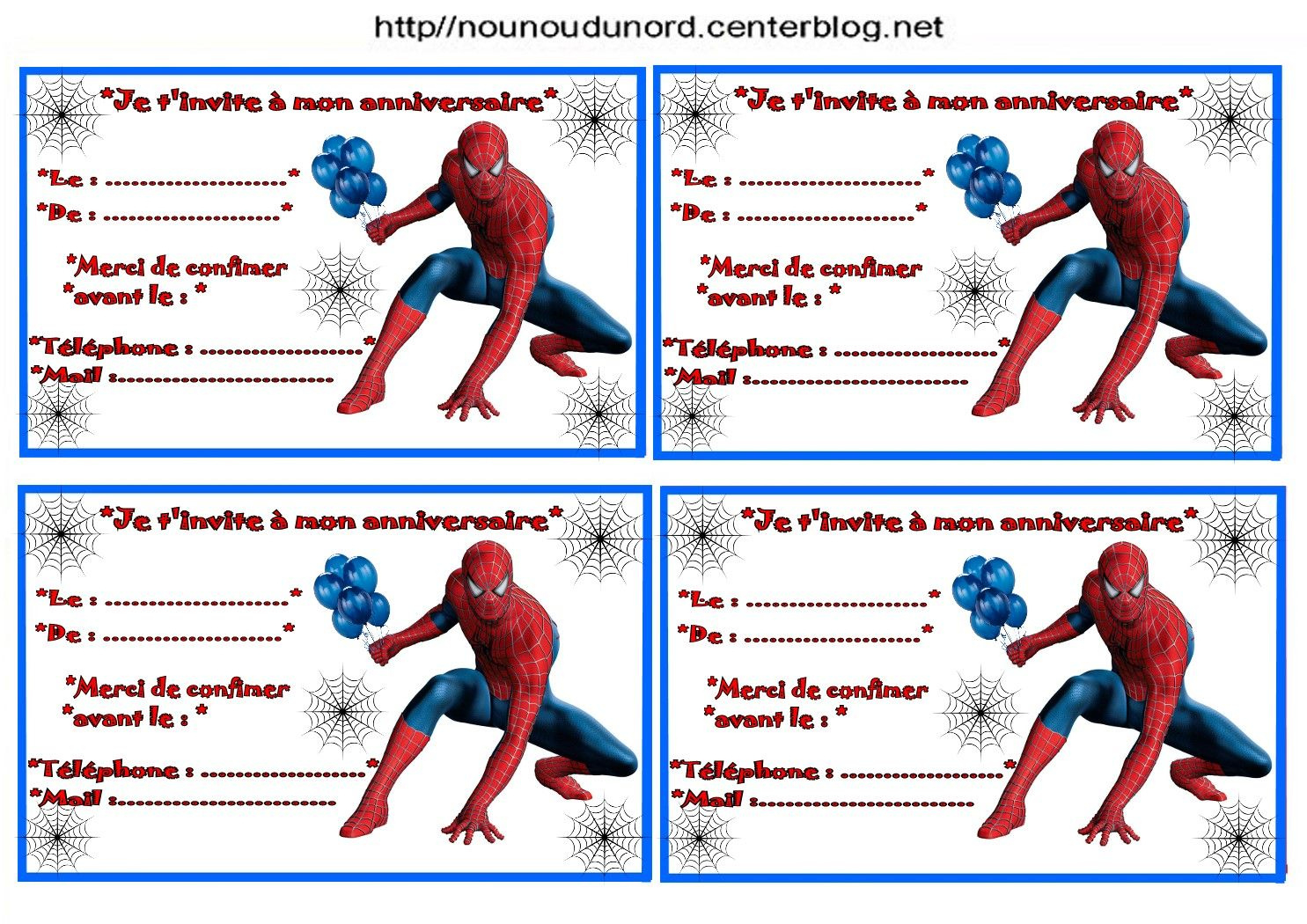 Texte invitation anniversaire spiderman