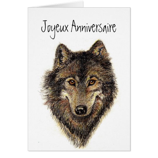 Carte anniversaire avec loup