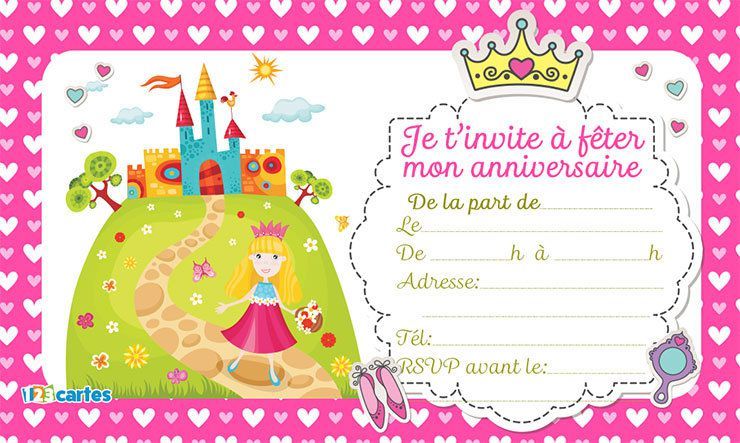 Carte invitation anniversaire pour fille de 9 ans