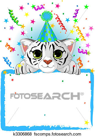 Carte d'invitation anniversaire fille tigre blanc