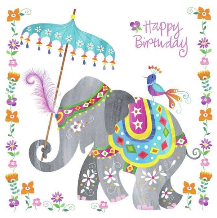 Carte joyeux anniversaire elephant