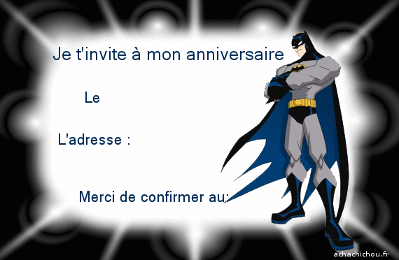 Carte invitation anniversaire lego batman