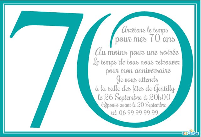 Carte invitation anniversaire turquoise