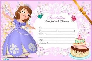 Carte d'invitation anniversaire princesses
