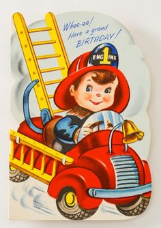 Carte anniversaire pour homme thème sapeurs pompiers