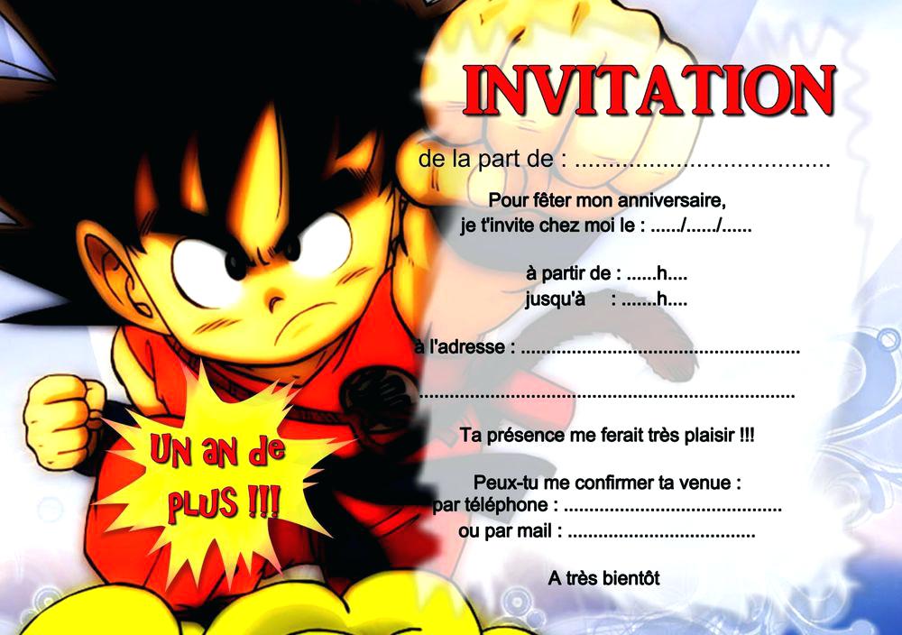 Carte d invitation anniversaire dragon ball z