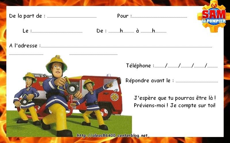 Sam pompier carte anniversaire