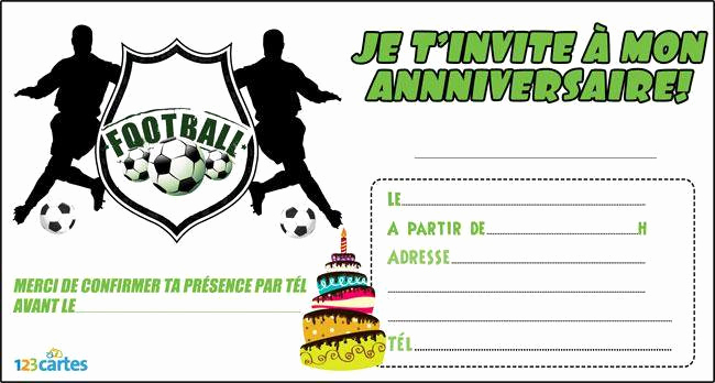 Carte invitation anniversaire de foot gratuite à imprimer