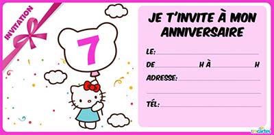 Carte d'invitation anniversaire garçon 7ans