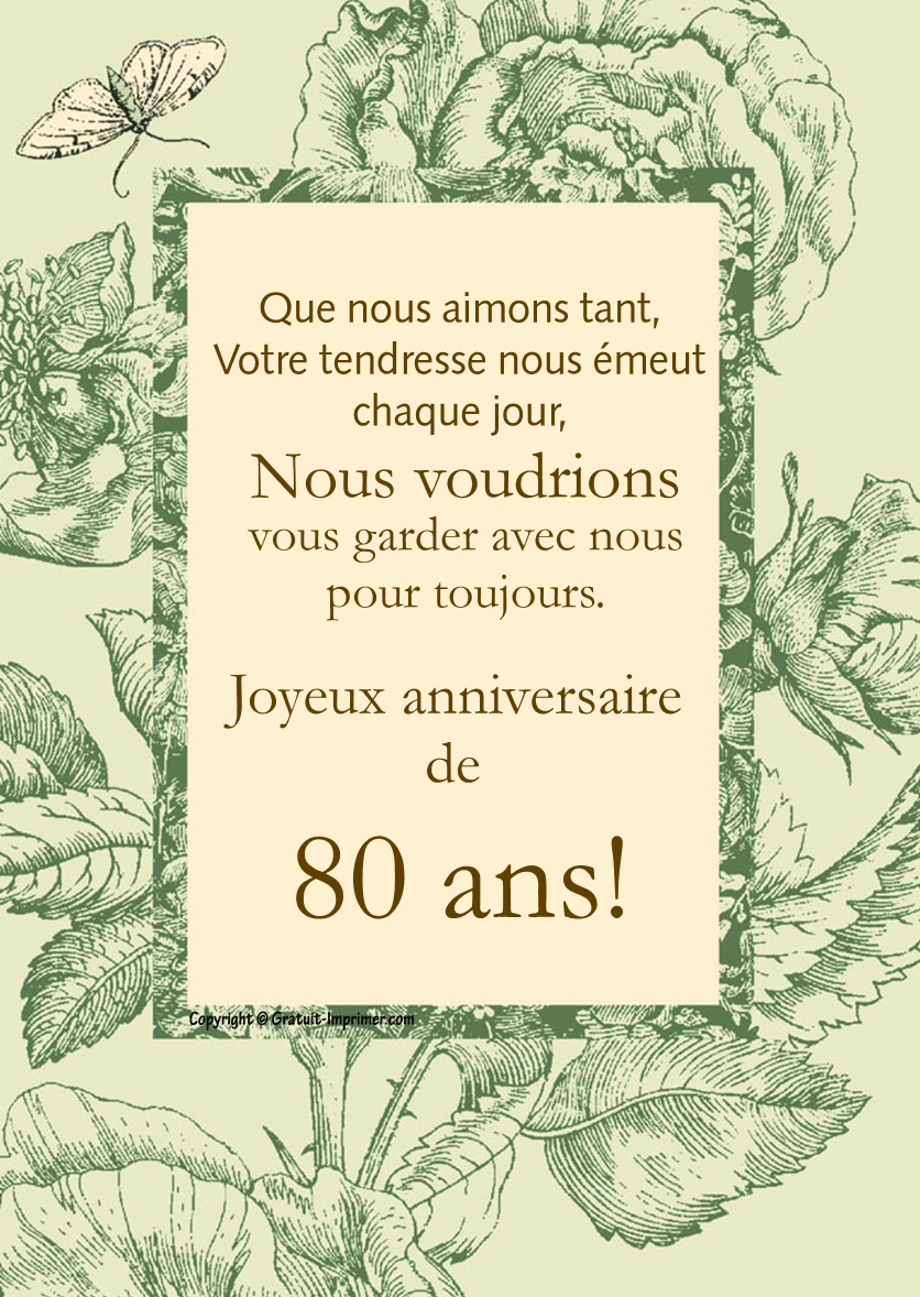 Modèle texte invitation anniversaire 80 ans gratuit