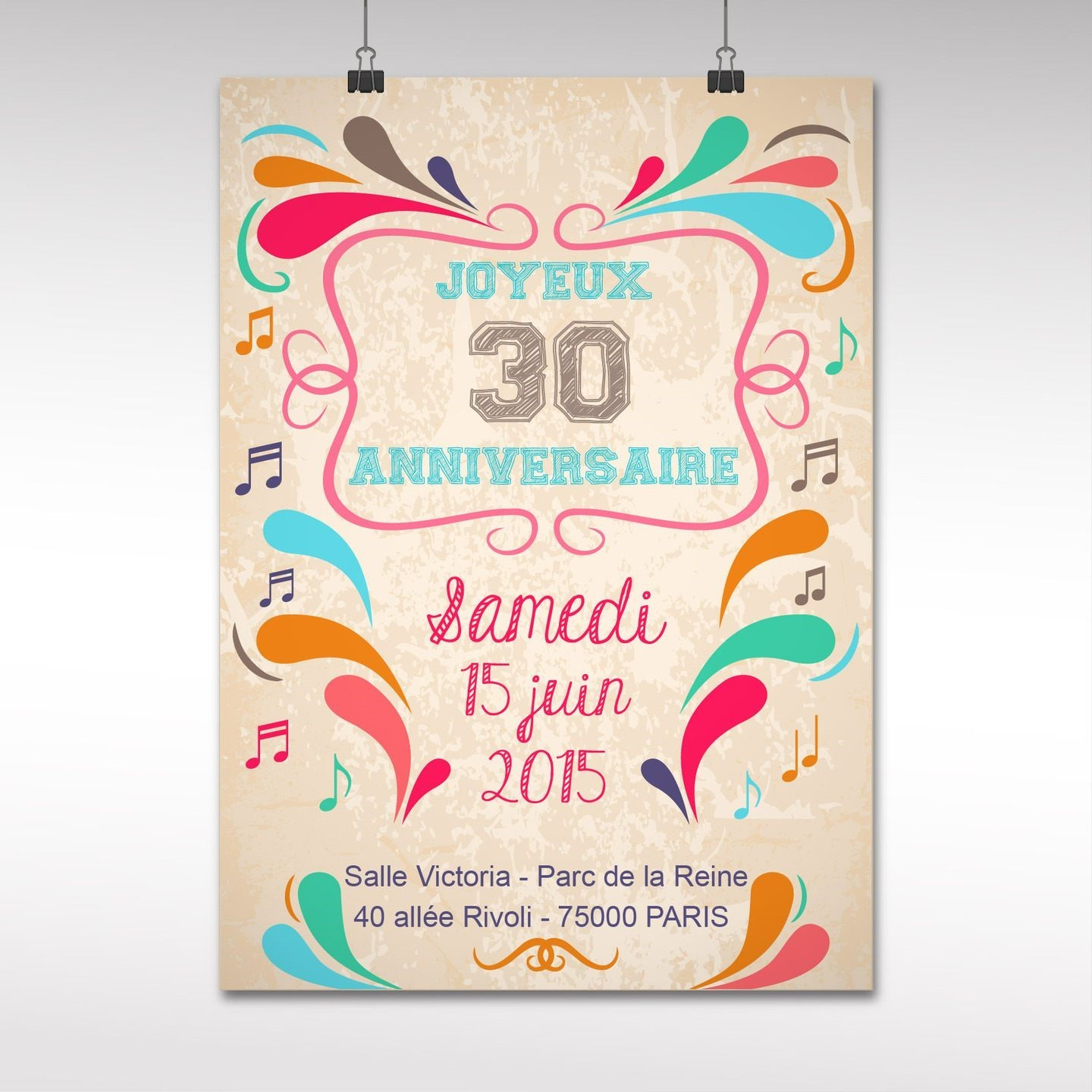 Carte invitation anniversaire 30 ans gratuite a imprimer