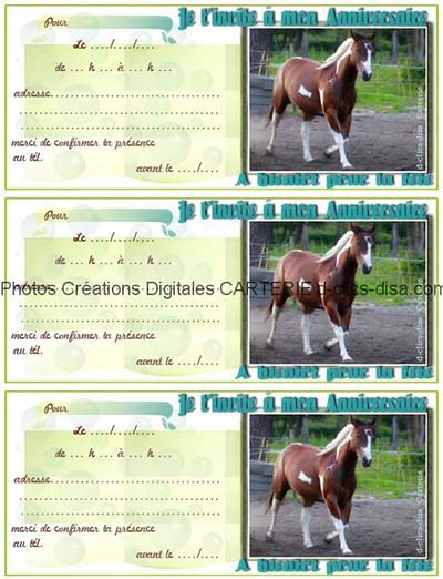 Carte invitation anniversaire chevaux a imprimer gratuit