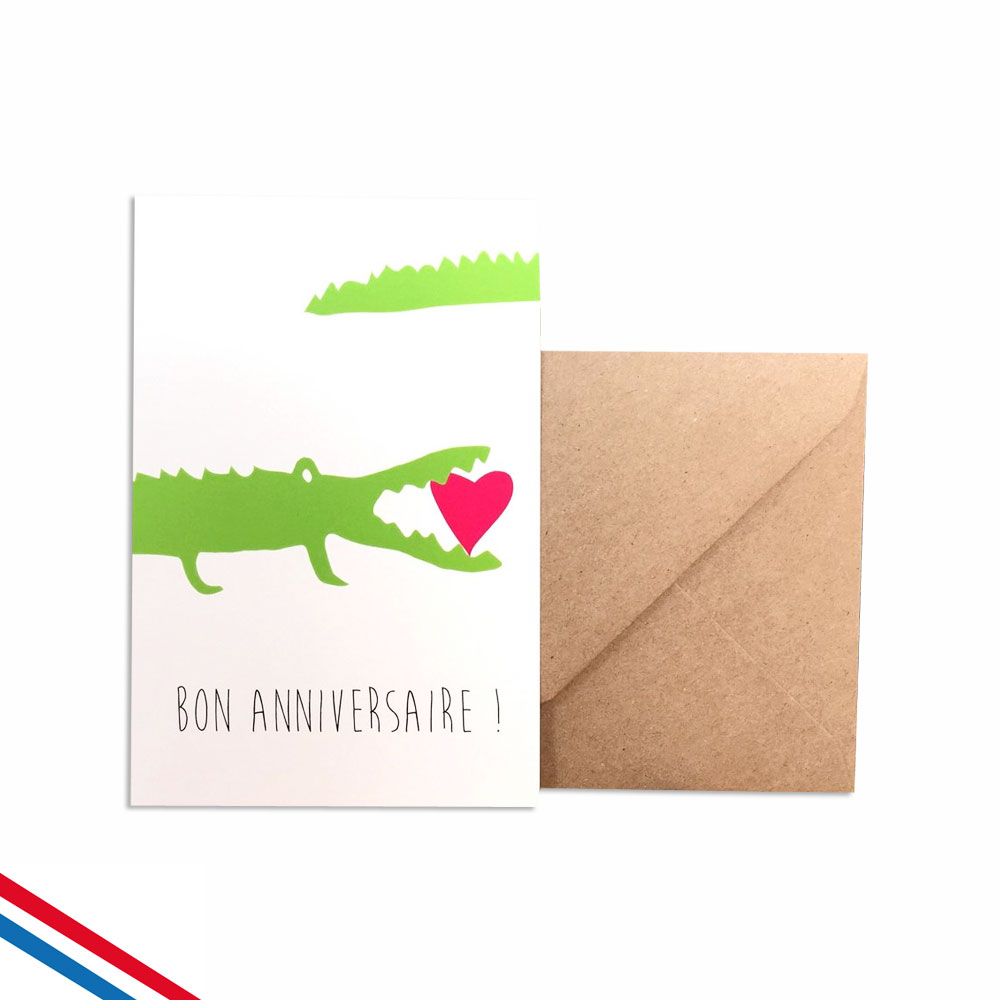 Carte anniversaire crocodile