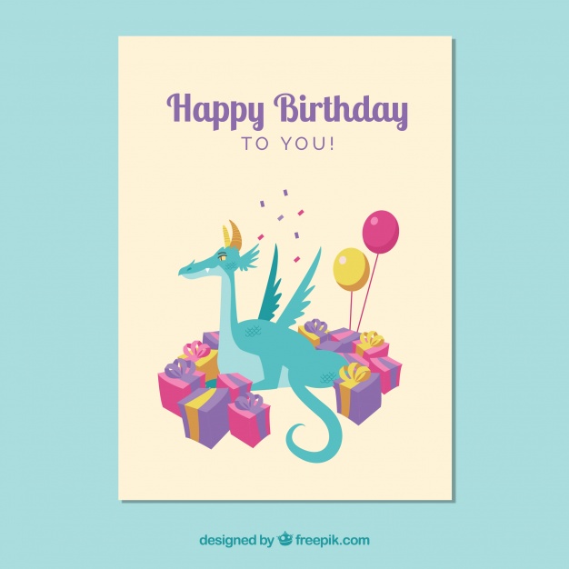 Carte anniversaire avec dragon