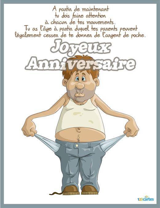 Carte invitation anniversaire 18 ans humoristique gratuite