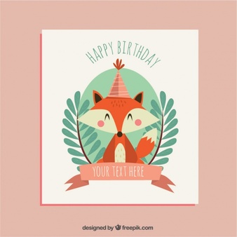Carte anniversaire avec renard
