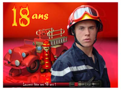 Carte anniversaire pompier adulte