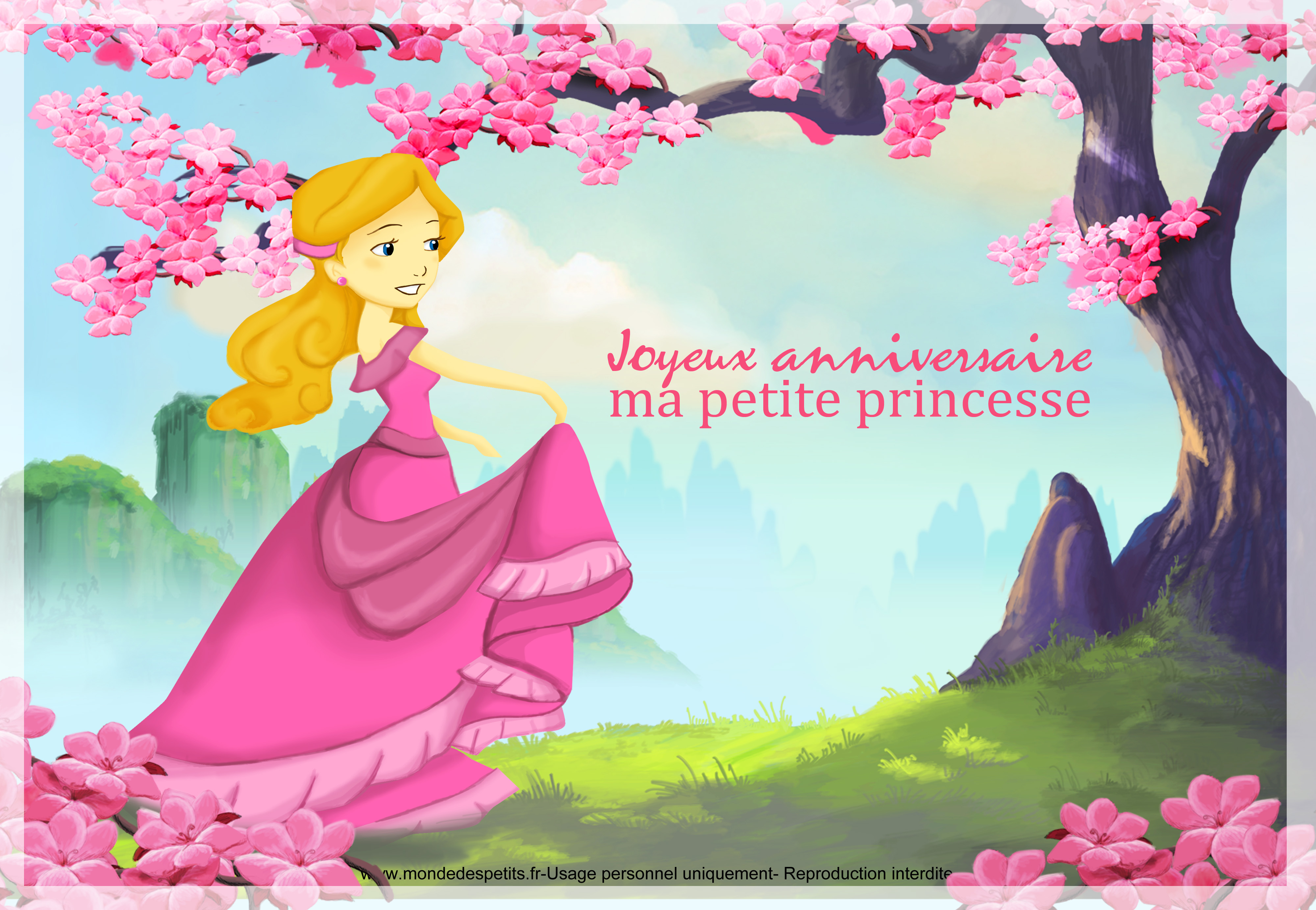 Carte anniversaire animée princesse