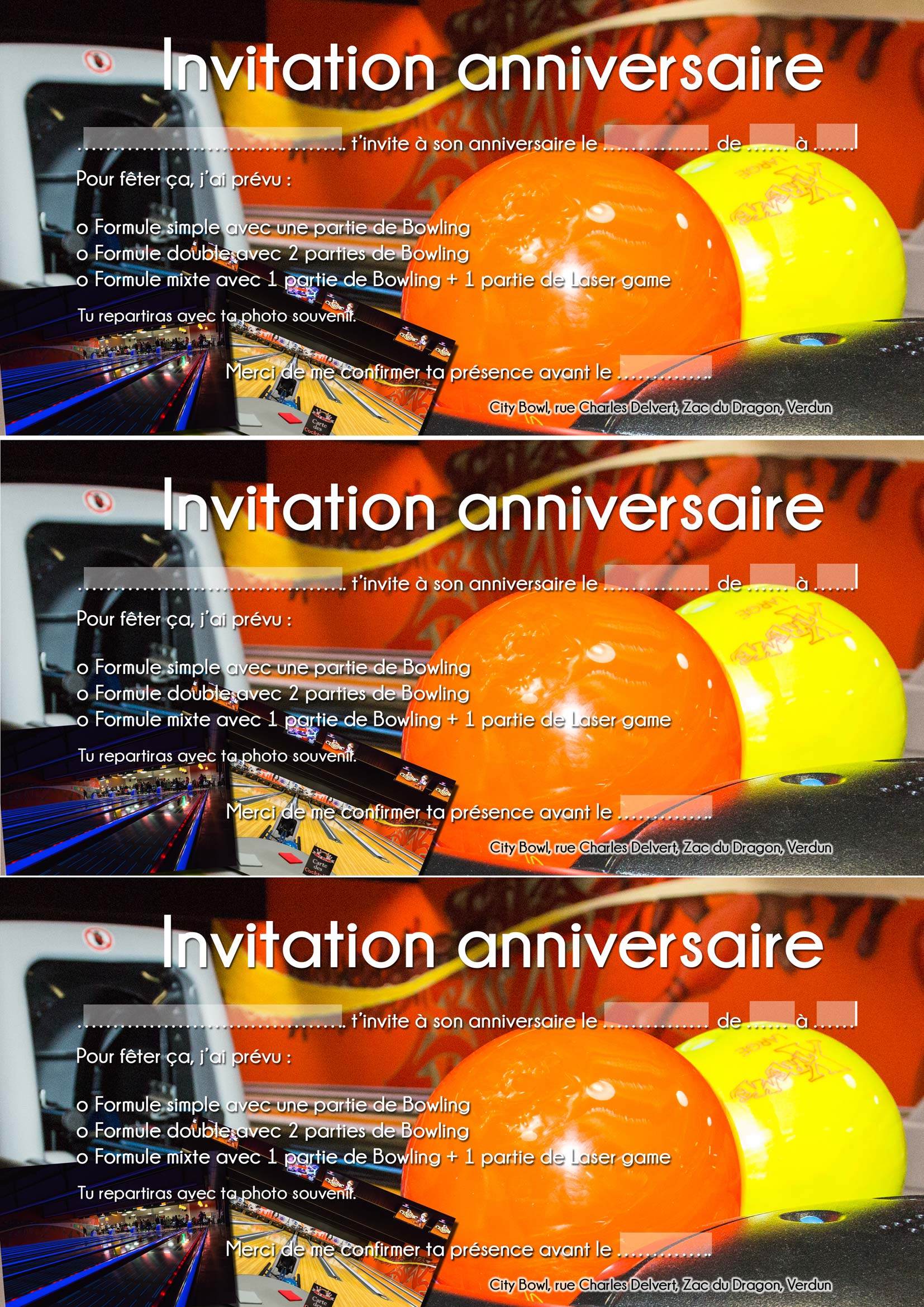 Carte d invitation anniversaire à imprimer laser game