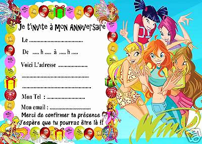Carte invitation anniversaire winx club