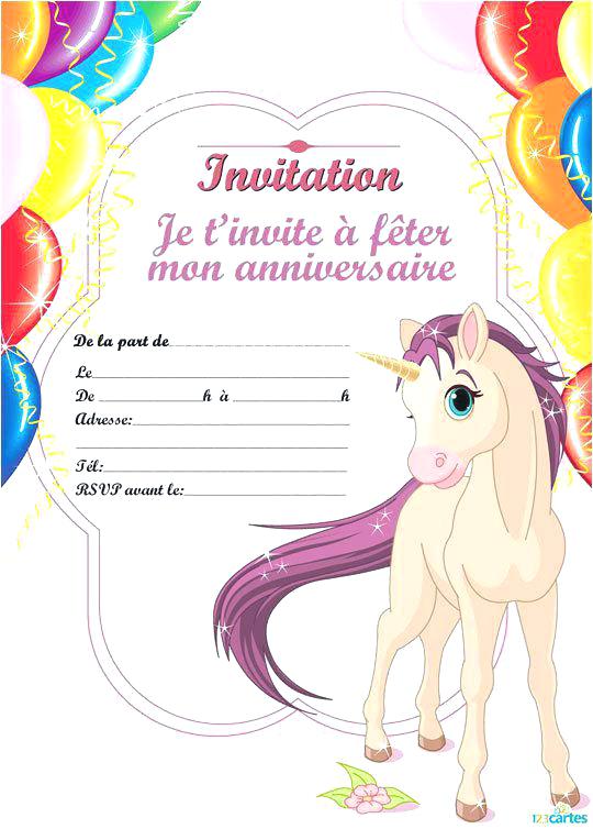 Image carte invitation anniversaire fille