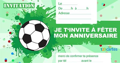 Carte invitation football anniversaire