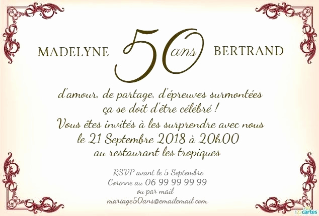 Carte d'invitation anniversaire de mariage 40 ans gratuite
