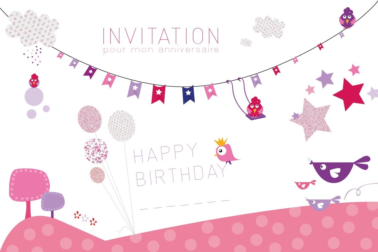 Carte invitation anniversaire imprimer fille