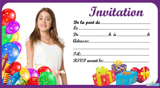 Carte d'invitation anniversaire gratuite violetta