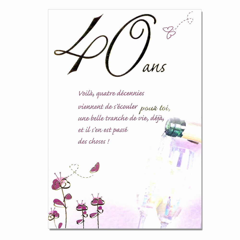 Carte anniversaire gratuite pour femme 40 ans