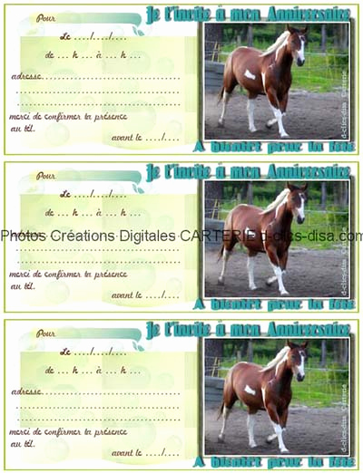 Carte anniversaire avec cheval gratuite à imprimer