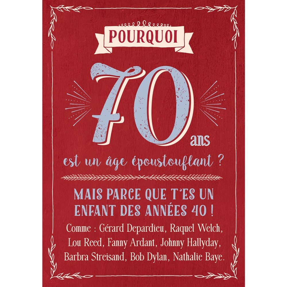 Carte invitation anniversaire 70 ans humour