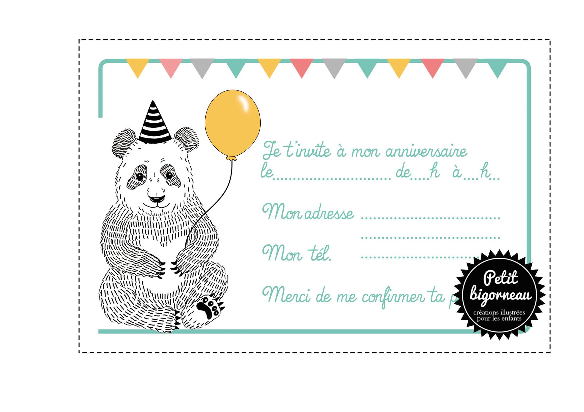 Carte anniversaire panda gratuite