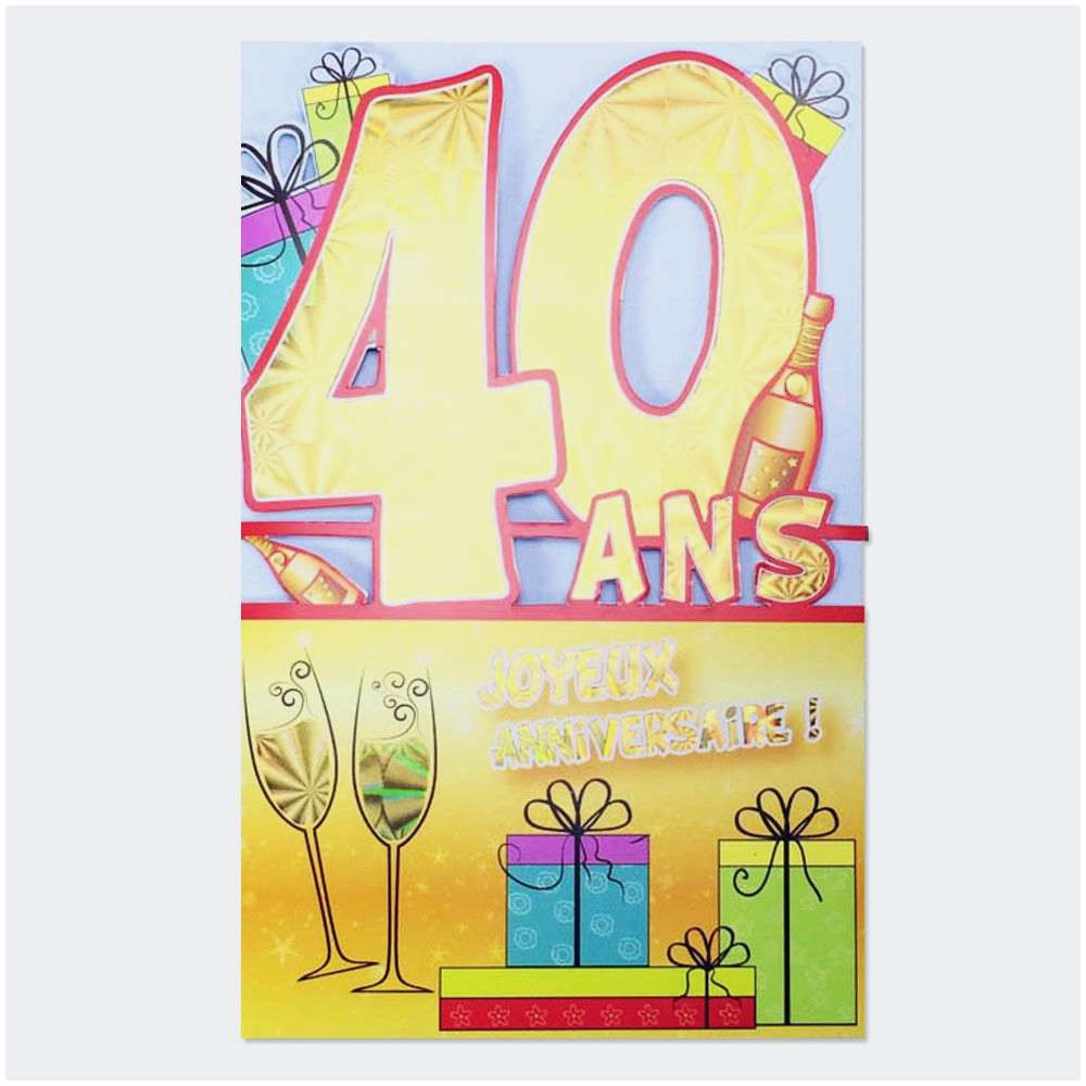 Carte anniversaire 40 ans à colorier