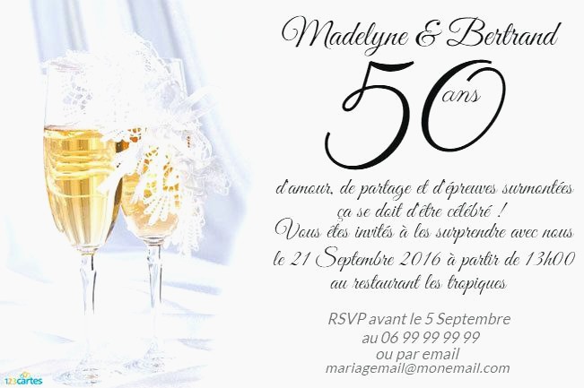 Carte anniversaire mariage gratuite 50 ans