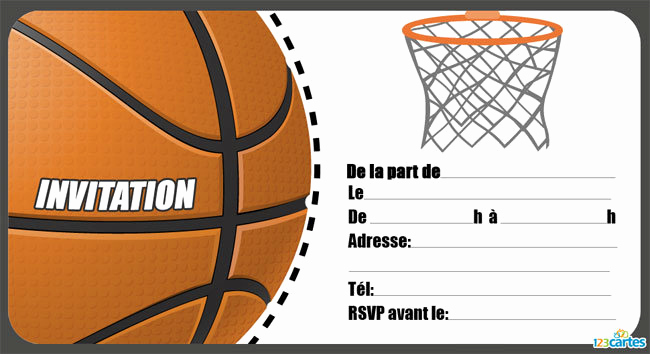Carte d'invitation anniversaire basket
