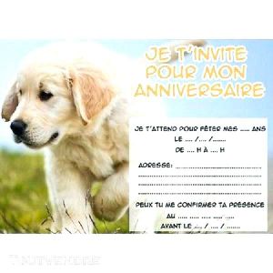 Carte invitation anniversaire chien à imprimer