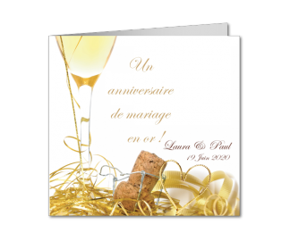 Carte invitation anniversaire adulte champagne