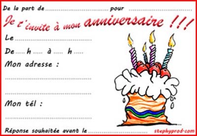 Carte invitation anniversaire 10 ans fille gratuite à imprimer