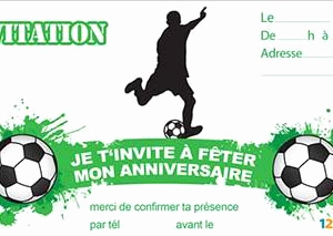Carte d'invitation anniversaire de foot gratuite à imprimer