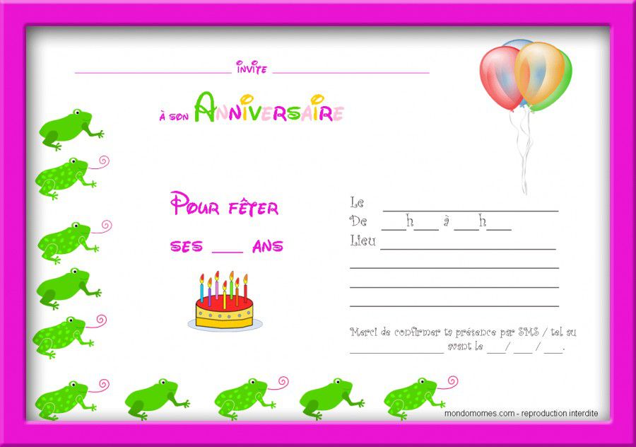 Recherche modele de carte d'invitation pour anniversaire