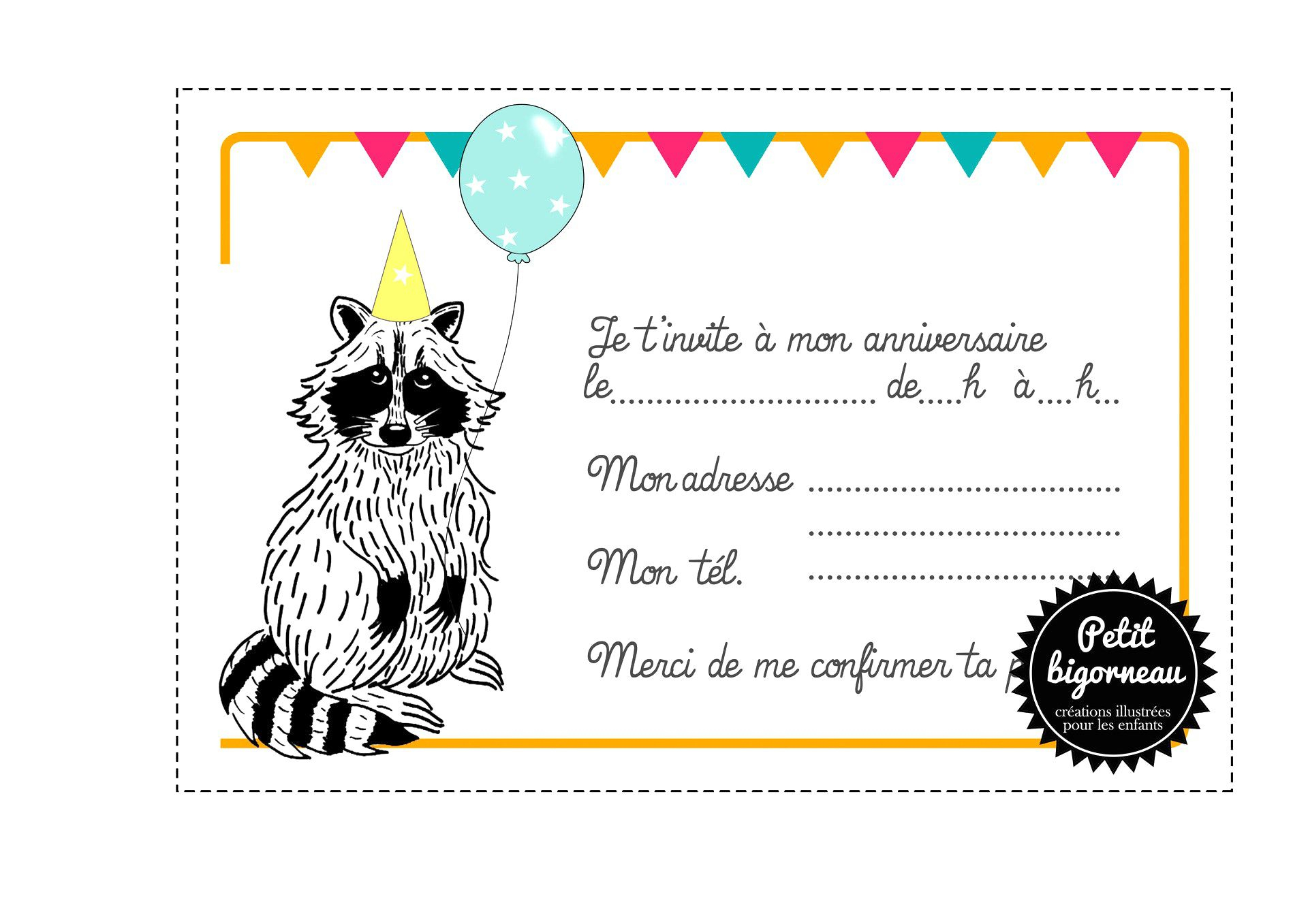 Carte d'invitation anniversaire pour fille de 9 ans a imprimer - Jlfavero