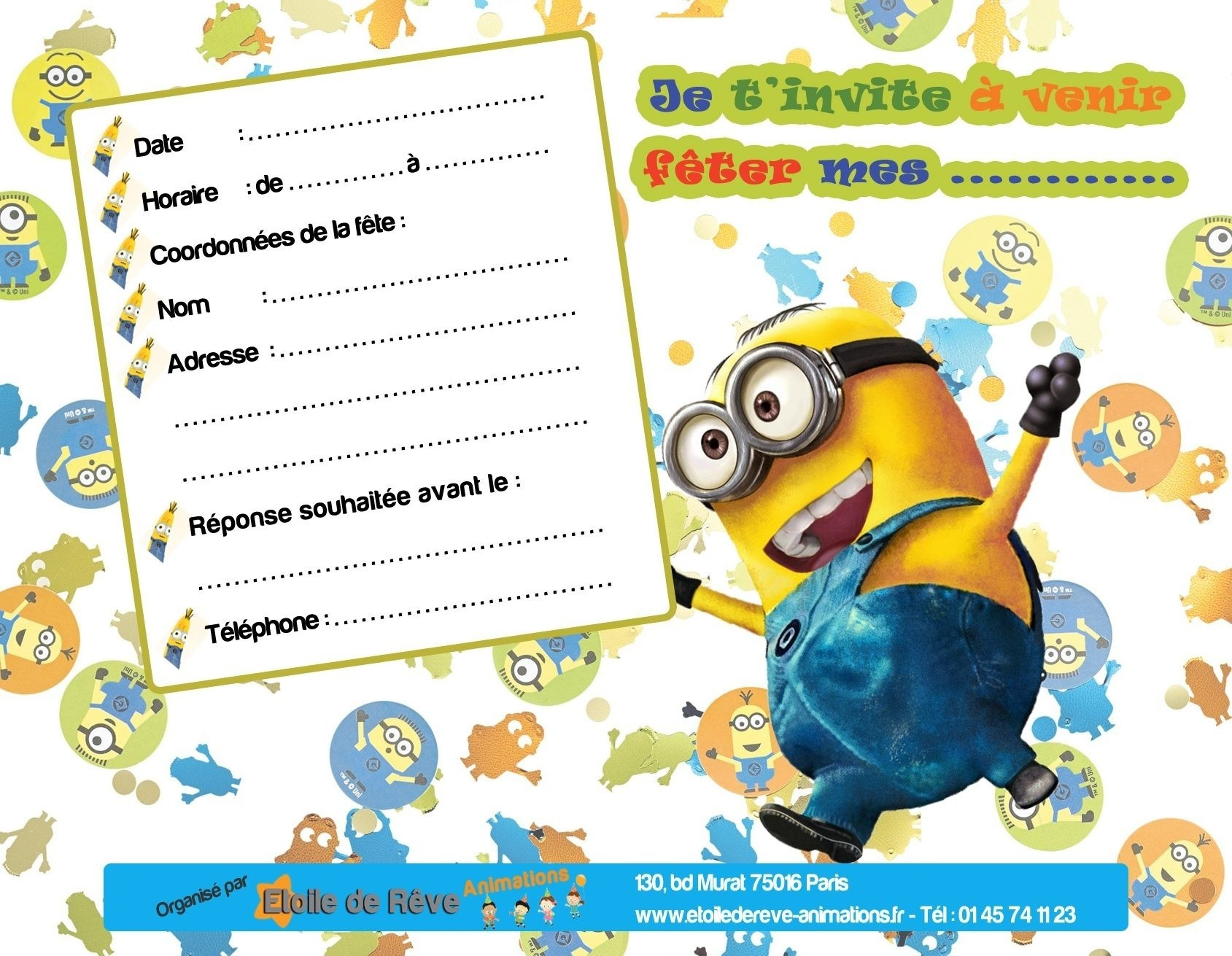 Carte invitation anniversaire enfant gratuite imprimer
