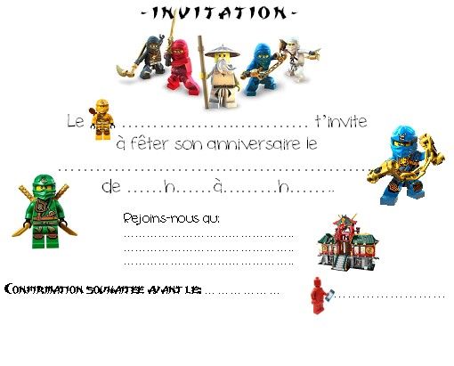 Carte invitation anniversaire lego à imprimer